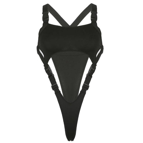 Ladies New Irregular School Bag Buckle Jumpsuit
